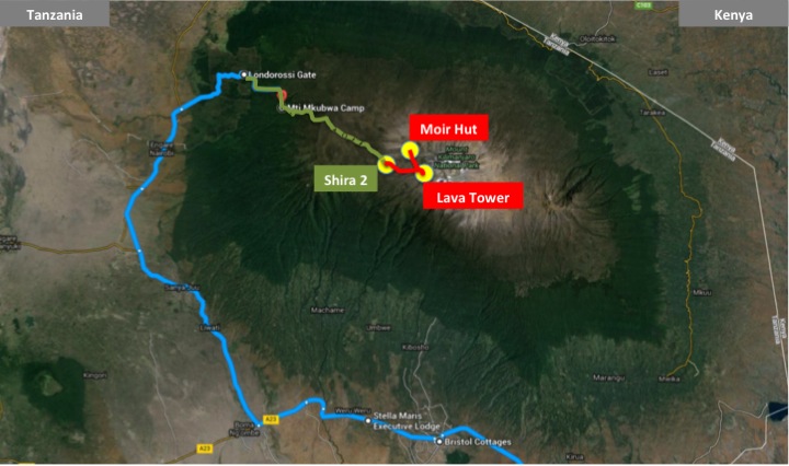 Kilimanjaro Northern Circuit map day 4