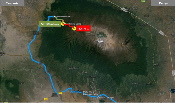 Kilimanjaro Northern Circuit map day 2