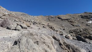 Steep stony slope to Stella Point