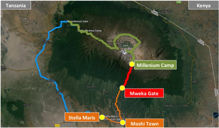 Kilimanjaro Northern Circuit map day 9