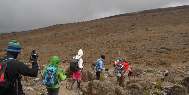 Path through desolate landscape on the northern slopes of Kilimanjaro