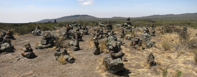 Artistic stone assembly on Shira plateau