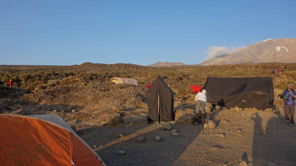 Toilet tent at Shira 2 camp - photo by Lynn Jackson